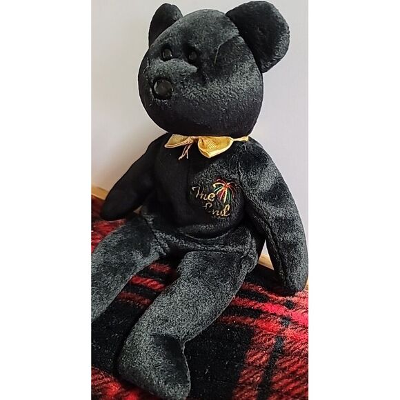 Black Beanie Bear TY Beanie Baby "The End" Bear 1999 retired - Picture 10 of 13